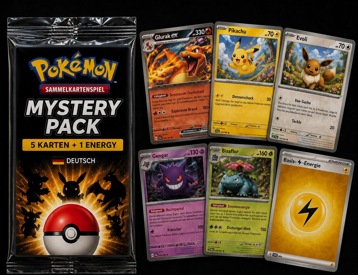 Pokémon Mystery Pack – 5 Karten Deutsch | Cipriany Cards